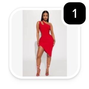 Fashion Nova One Shoulder Red Dress